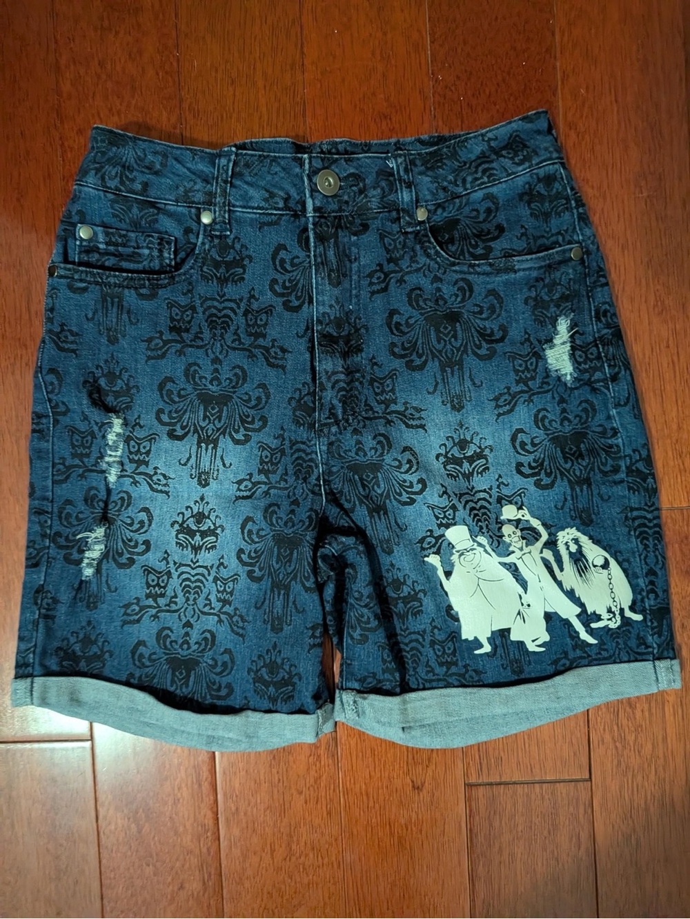 Disney Haunted Mansion Printed Denim Shorts Size Small